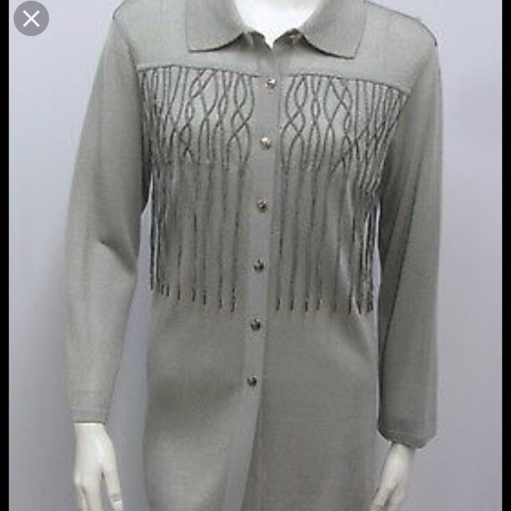 Escada Metallic Corded Tassel Blouse